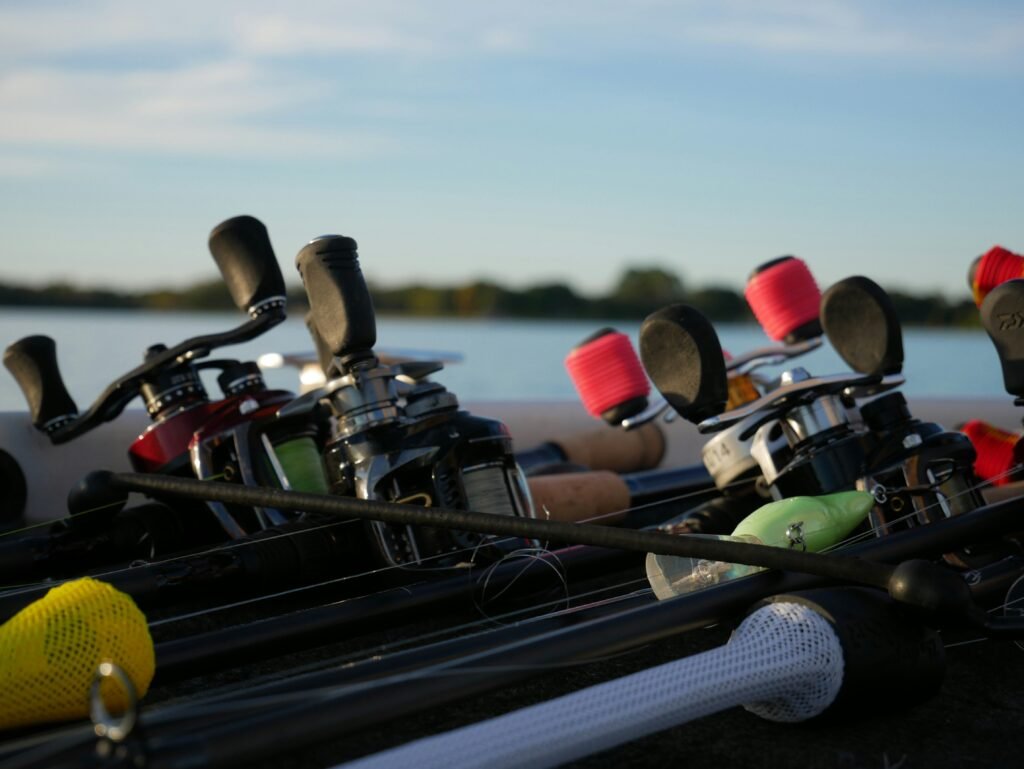 fishing rods on a boast